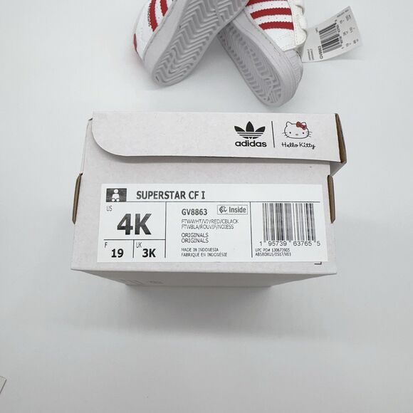 Adidas x hello Kitty Superstar CF1 GV8863 White Red 4K 19 3K Toddler Sneaker - Picture 9 of 12